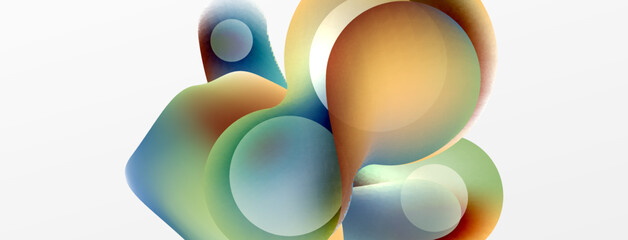 Fluid abstract background. Liquid color gradients composition. Round shapes and circle flowing design for wallpaper, banner, background or landing