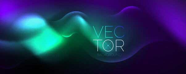 Neon glowing waves, magic energy space light concept, abstract background wallpaper design