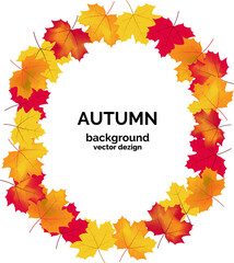 Round frame of autumn maple colorful leaves. Decoration, design for a website, advertisement, poster, postcard