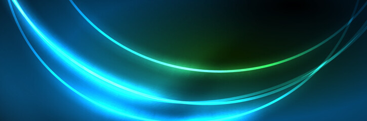 Blue neon glowing lines, magic energy space light concept, abstract background wallpaper design