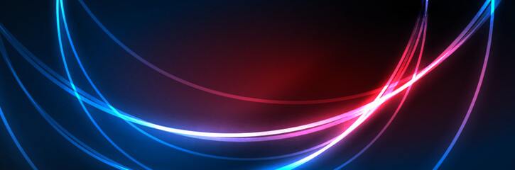 Neon glowing fluid wave lines, magic energy space light concept, abstract background wallpaper design