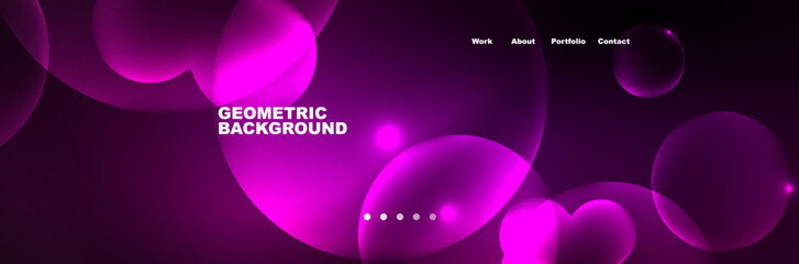 Neon glowing bubbles, circles magic energy space light concept, abstract background wallpaper design