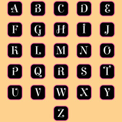 Upper case alphabet set with white color