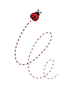 red ladybug flying dotted line clip art preview