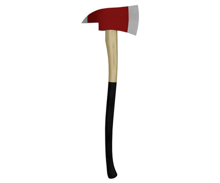 3d render realistic firefighter axe, emergency icon
