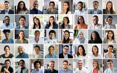 Diverse People Face Collage