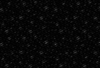 Numbers matrix dark net textured background. Digital plexus abstract black white template. Low data base structure.