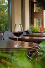 Served table set at summer terrace cafe