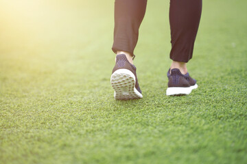 runner run with shoe against sun