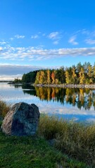 autumn landscape with lake