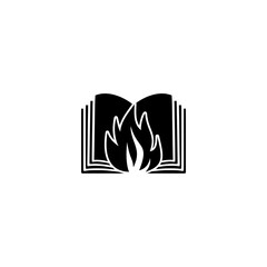 Fire and book icon design, Spirit book logo template isolated on white background