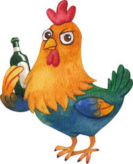 Chicken farm watercolor icon png