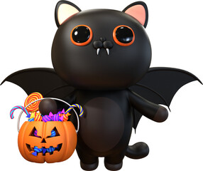Happy halloween 3d render cat illustration