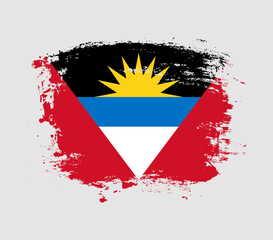 Elegant grungy brush flag with Antigua and Barbuda national flag vector
