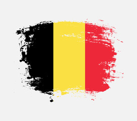 Elegant grungy brush flag with Belgium national flag vector