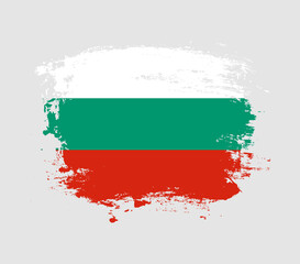 Elegant grungy brush flag with Bulgaria national flag vector