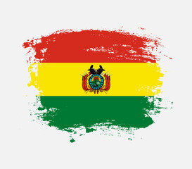 Elegant grungy brush flag with Bolivia national flag vector