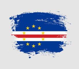 Elegant grungy brush flag with Cape Verde national flag vector