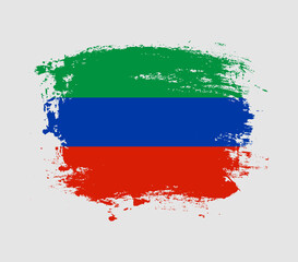 Elegant grungy brush flag with Dagestan national flag vector