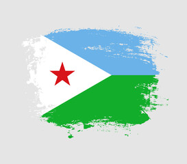 Elegant grungy brush flag with Djibouti national flag vector
