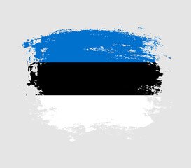 Elegant grungy brush flag with Estonia national flag vector