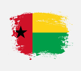 Elegant grungy brush flag with Guinea-Bissau national flag vector