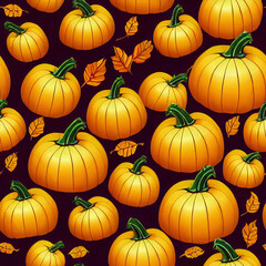 Seamless background with peach orange color pumpkins for Halloween and Thanksgiving season