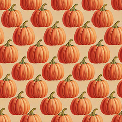 Seamless background with yellow and orange pumpkins for Halloween and Thanksgiving season