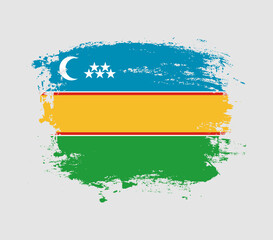 Fototapeta premium Elegant grungy brush flag with Karakalpakstan national flag vector