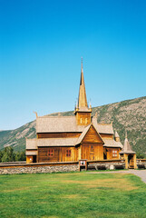 Fototapeta na wymiar The very old and beautiful Church in Lom, Norway