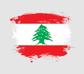Elegant grungy brush flag with Lebanon national flag vector