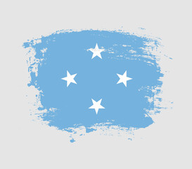 Elegant grungy brush flag with Micronesia national flag vector