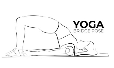 Yoga Bridge Pose, Yoga illustration, Yoga Line Art