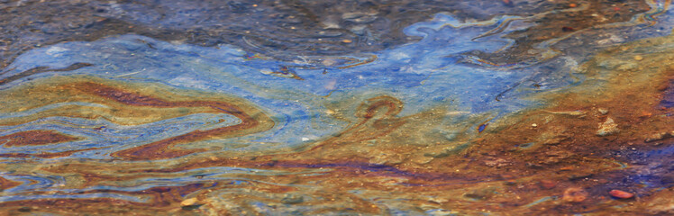 multicolored spot gasoline abstract background, abstract oil spill on water