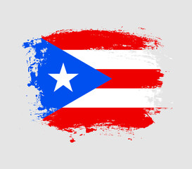 Elegant grungy brush flag with Puerto Rico national flag vector