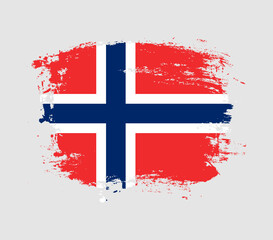 Elegant grungy brush flag with Norway national flag vector