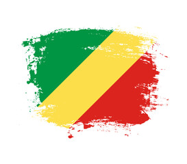 Elegant grungy brush flag with Republic of the Congo national flag vector