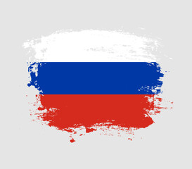 Elegant grungy brush flag with Russia national flag vector