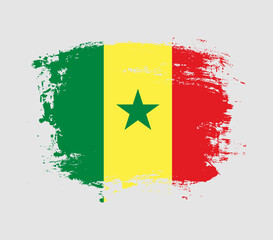Elegant grungy brush flag with Senegal national flag vector