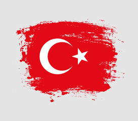 Elegant grungy brush flag with Turkey national flag vector