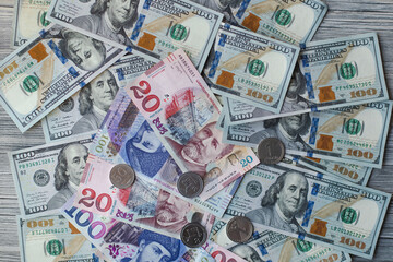 Georgian lari banknotes. Exchange dollars lari