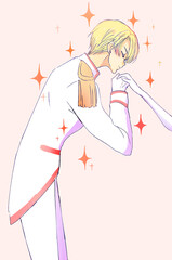 手の甲にキスする王子様