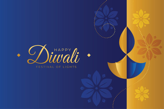 indian diwali festival greeting card with artistic lamp design