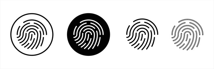 Fingerprint icon set. Fingerprint identification icon for apps and websites. Vector illustration	
