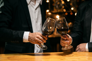 Celebrate whiskey on a friendly party in  restaurant