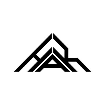 HAK letter logo creative design with vector graphic, HAK simple and modern logo in triangle shape.