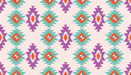Colorful tribal boho mexican geometrical print. Abstract seamless aztec, mayan, navajo, latino pattern Ethnic hipster background indian, american, asian texture. Vector illustration
