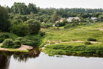 Serene landscape with a Dvina river