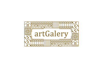 Art galery frame border pattern logo design luxury gold line style