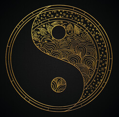 Decorative kung fu logo design element golden oriental 